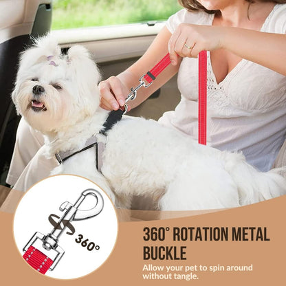 Dog Seat Belt for Car, 2 Pack Dog Car Harness Seatbelt with Bungee | 2 in 1 Pet Car Leash Headrest Restraint & Dog Safety Tether Clip, Adjustable with Elastic Buffer, Reflective, Black M/L