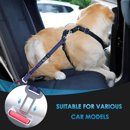 Dog Seat Belt for Car, 2 Pack Dog Car Harness Seatbelt with Bungee | 2 in 1 Pet Car Leash Headrest Restraint & Dog Safety Tether Clip, Adjustable with Elastic Buffer, Reflective, Black M/L