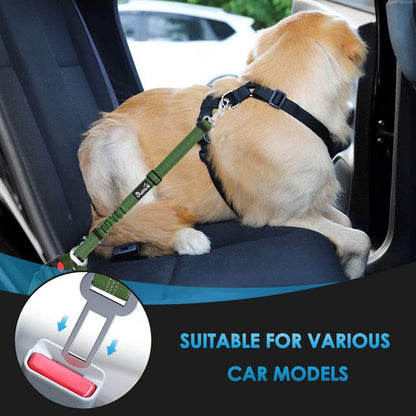 Dog Seat Belt for Car, 2 Pack Dog Car Harness Seatbelt with Bungee | 2 in 1 Pet Car Leash Headrest Restraint & Dog Safety Tether Clip, Adjustable with Elastic Buffer, Reflective, Black M/L