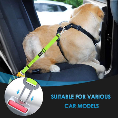 Dog Seat Belt for Car, 2 Pack Dog Car Harness Seatbelt with Bungee | 2 in 1 Pet Car Leash Headrest Restraint & Dog Safety Tether Clip, Adjustable with Elastic Buffer, Reflective, Black M/L
