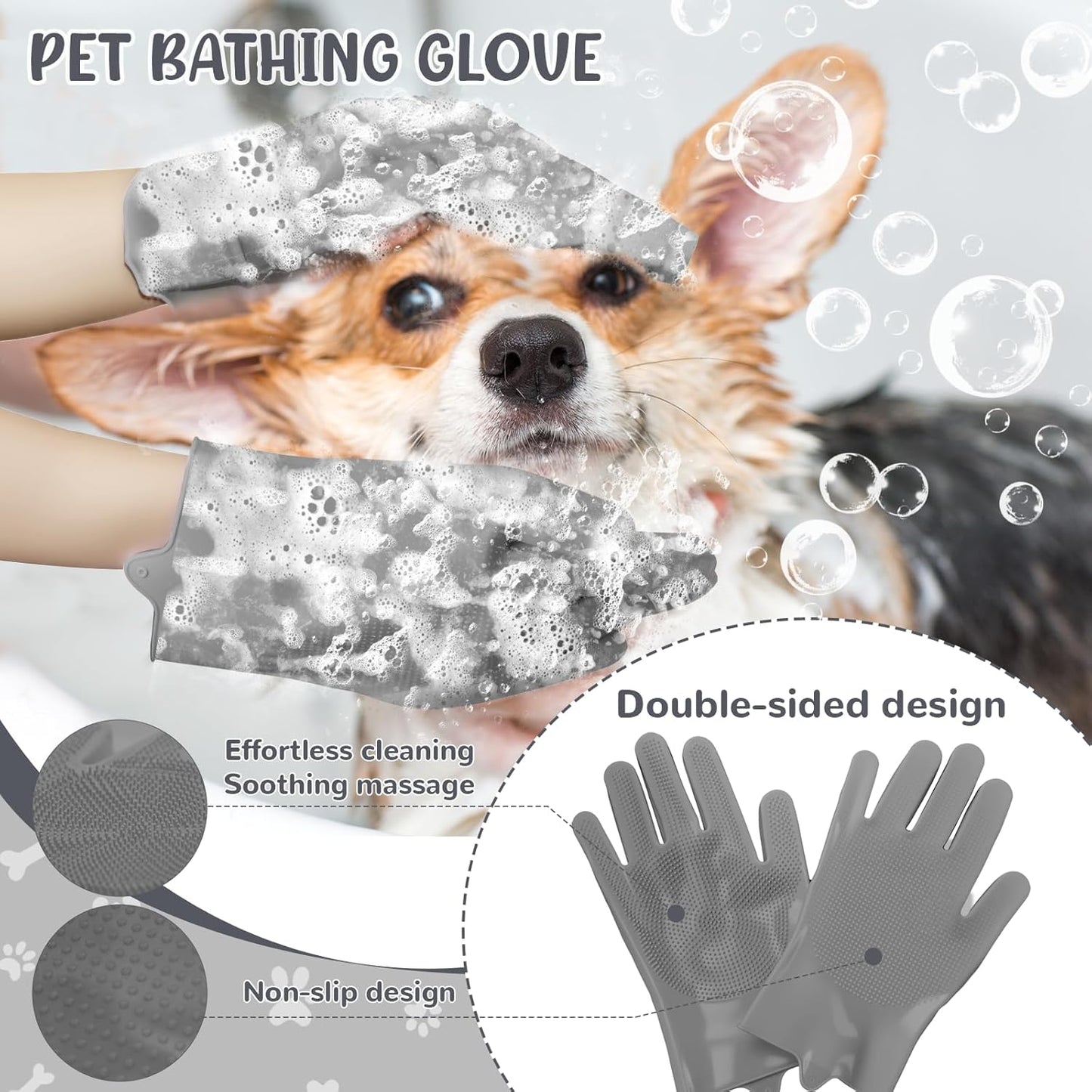 Dog Brush & Grooming Kit – 9-Piece Pet Brush & Deshedding Set for Shedding, Bathing, Trimming & Nail Care | Grooming Tools for Dogs & Cats, Includes Comb, Nail Clipper, Scissors, Slicker Brush (Gray)