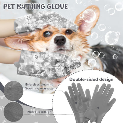 Dog Brush & Grooming Kit – 9-Piece Pet Brush & Deshedding Set for Shedding, Bathing, Trimming & Nail Care | Grooming Tools for Dogs & Cats, Includes Comb, Nail Clipper, Scissors, Slicker Brush (Gray)