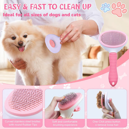 Dog Brush & Grooming Kit – 9-Piece Pet Brush & Deshedding Set for Shedding, Bathing, Trimming & Nail Care | Grooming Tools for Dogs & Cats, Includes Comb, Nail Clipper, Scissors, Slicker Brush (Gray)