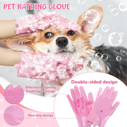 Dog Brush & Grooming Kit – 9-Piece Pet Brush & Deshedding Set for Shedding, Bathing, Trimming & Nail Care | Grooming Tools for Dogs & Cats, Includes Comb, Nail Clipper, Scissors, Slicker Brush (Gray)