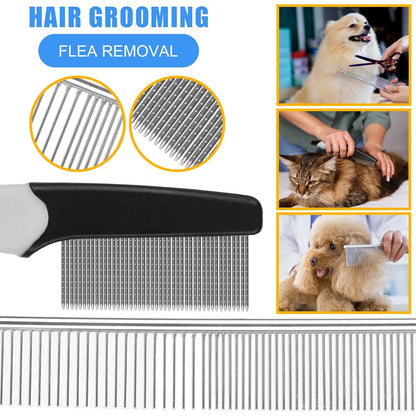 Dog Brush & Grooming Kit – 9-Piece Pet Brush & Deshedding Set for Shedding, Bathing, Trimming & Nail Care | Grooming Tools for Dogs & Cats, Includes Comb, Nail Clipper, Scissors, Slicker Brush (Gray)