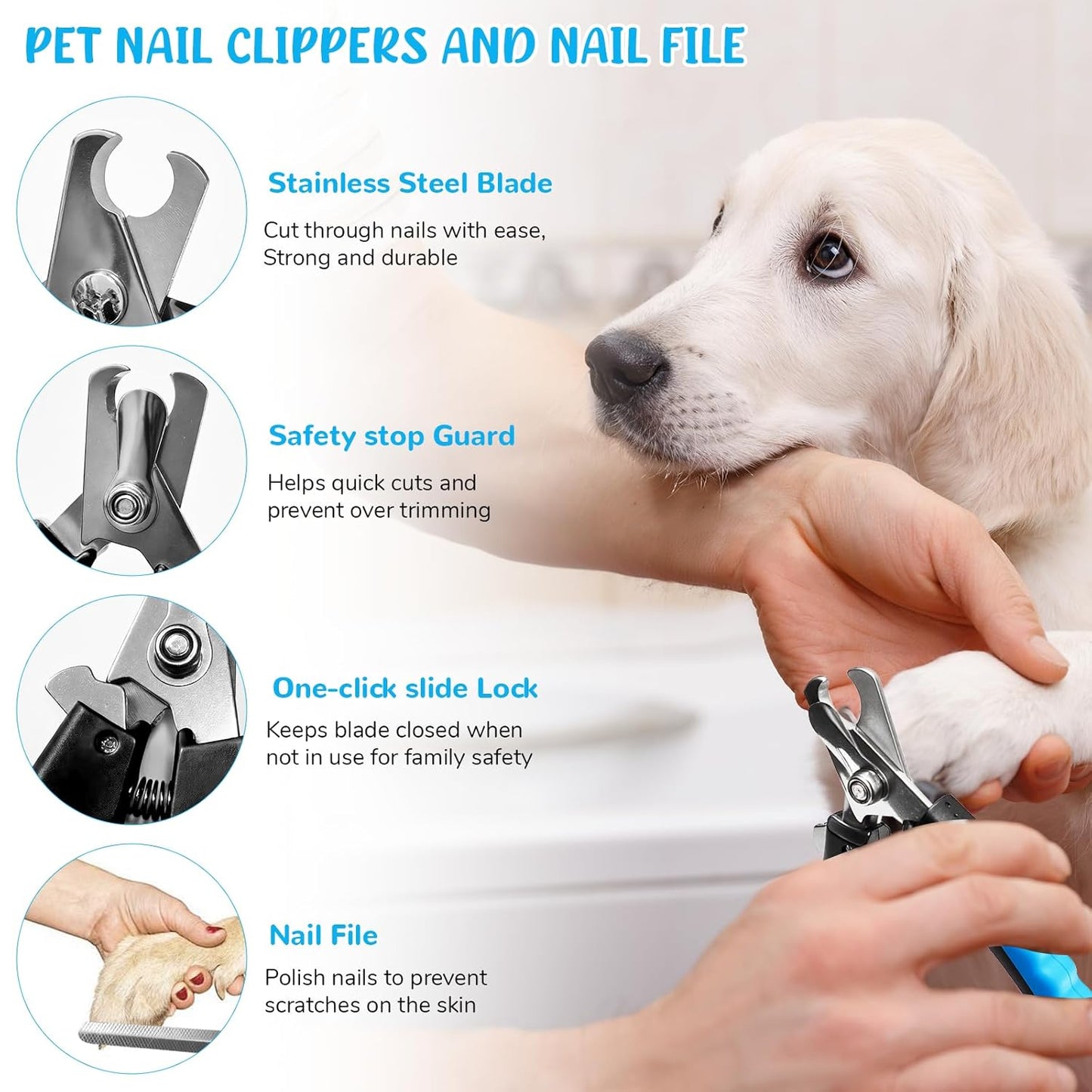 Dog Brush & Grooming Kit – 9-Piece Pet Brush & Deshedding Set for Shedding, Bathing, Trimming & Nail Care | Grooming Tools for Dogs & Cats, Includes Comb, Nail Clipper, Scissors, Slicker Brush (Gray)