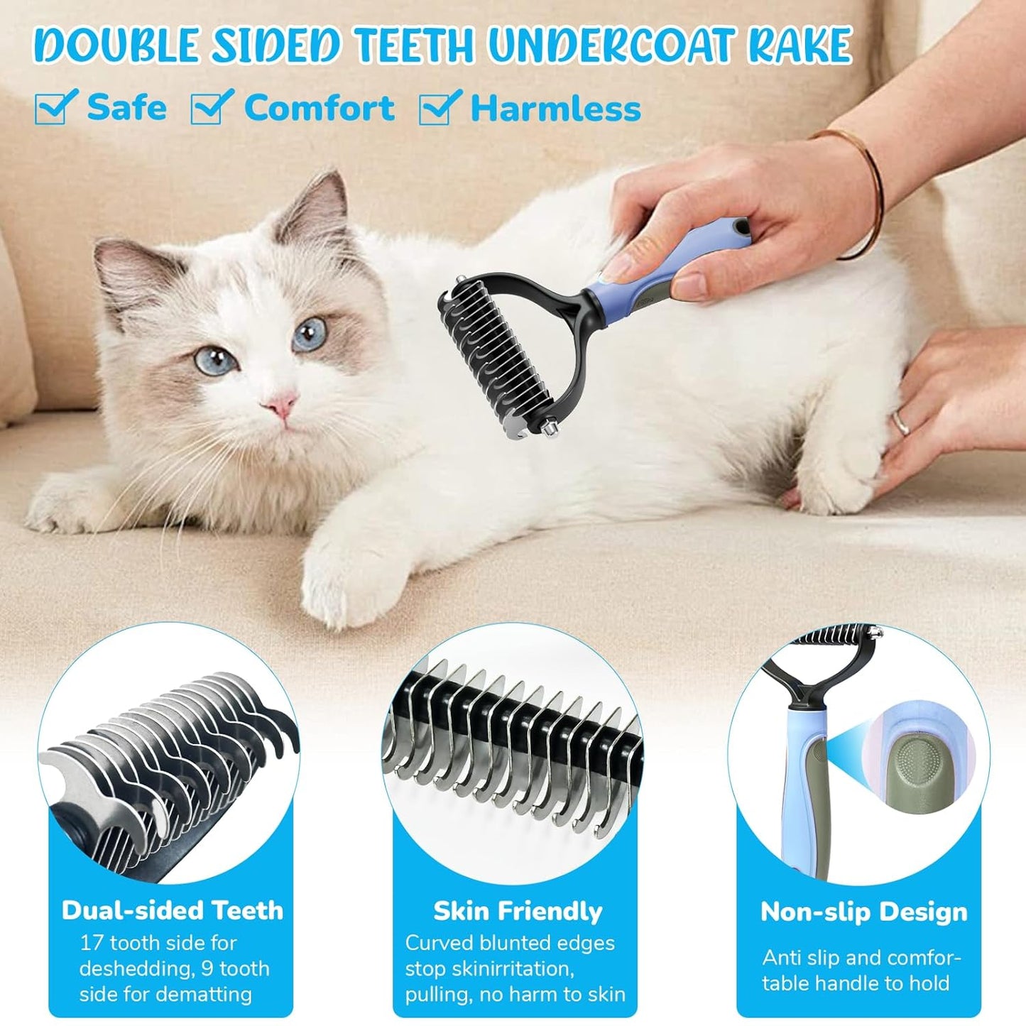 Dog Brush & Grooming Kit – 9-Piece Pet Brush & Deshedding Set for Shedding, Bathing, Trimming & Nail Care | Grooming Tools for Dogs & Cats, Includes Comb, Nail Clipper, Scissors, Slicker Brush (Gray)