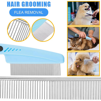 Dog Brush & Grooming Kit – 9-Piece Pet Brush & Deshedding Set for Shedding, Bathing, Trimming & Nail Care | Grooming Tools for Dogs & Cats, Includes Comb, Nail Clipper, Scissors, Slicker Brush (Gray)