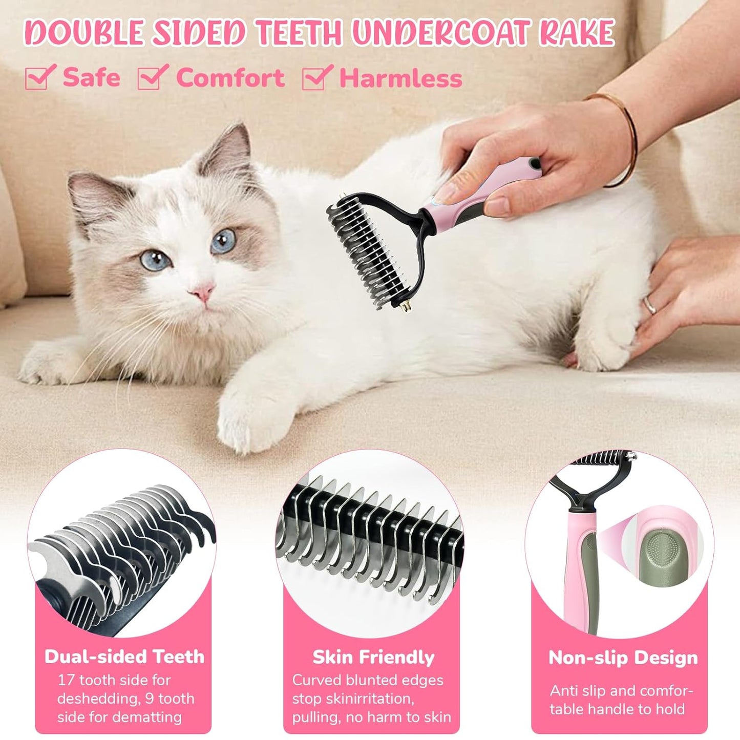 Dog Brush & Grooming Kit – 9-Piece Pet Brush & Deshedding Set for Shedding, Bathing, Trimming & Nail Care | Grooming Tools for Dogs & Cats, Includes Comb, Nail Clipper, Scissors, Slicker Brush (Gray)