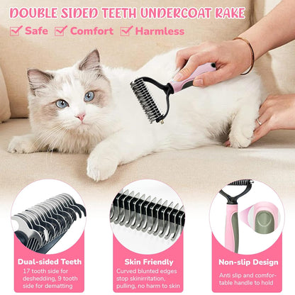 Dog Brush & Grooming Kit – 9-Piece Pet Brush & Deshedding Set for Shedding, Bathing, Trimming & Nail Care | Grooming Tools for Dogs & Cats, Includes Comb, Nail Clipper, Scissors, Slicker Brush (Gray)