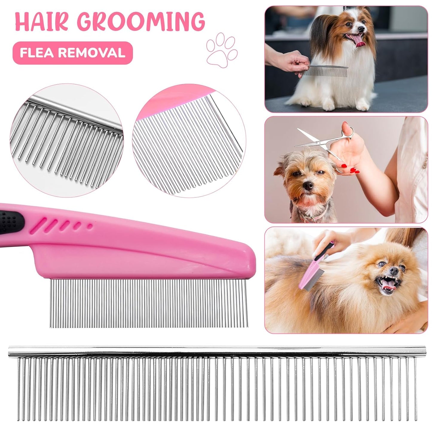 Dog Brush & Grooming Kit – 9-Piece Pet Brush & Deshedding Set for Shedding, Bathing, Trimming & Nail Care | Grooming Tools for Dogs & Cats, Includes Comb, Nail Clipper, Scissors, Slicker Brush (Gray)