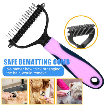 Dog Brush & Grooming Kit – 9-Piece Pet Brush & Deshedding Set for Shedding, Bathing, Trimming & Nail Care | Grooming Tools for Dogs & Cats, Includes Comb, Nail Clipper, Scissors, Slicker Brush (Gray)