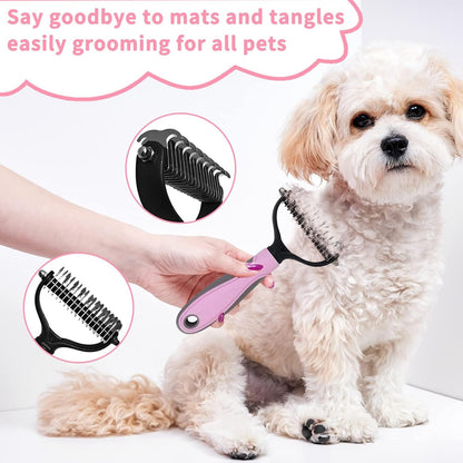 Dog Brush & Grooming Kit – 9-Piece Pet Brush & Deshedding Set for Shedding, Bathing, Trimming & Nail Care | Grooming Tools for Dogs & Cats, Includes Comb, Nail Clipper, Scissors, Slicker Brush (Gray)