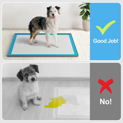 Pee Pad Holder for Dogs,Silicone Dog Puppy Pad Holder, 24 x 24 No Spill Raised Lip High Edge,Portable, Leak-Proof Mat Holder for Dog Training Pads,Square Potty Trays for Home Floor Protection
