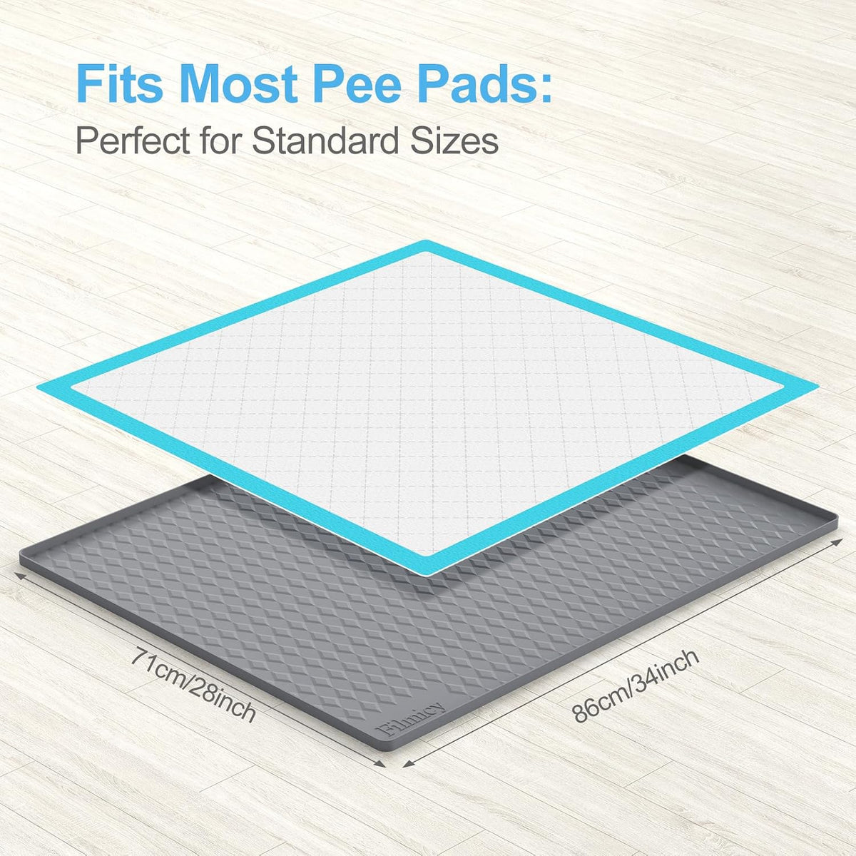 Pee Pad Holder for Dogs,Silicone Dog Puppy Pad Holder, 24 x 24 No Spill Raised Lip High Edge,Portable, Leak-Proof Mat Holder for Dog Training Pads,Square Potty Trays for Home Floor Protection