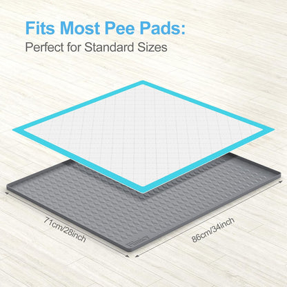 Pee Pad Holder for Dogs,Silicone Dog Puppy Pad Holder, 24 x 24 No Spill Raised Lip High Edge,Portable, Leak-Proof Mat Holder for Dog Training Pads,Square Potty Trays for Home Floor Protection