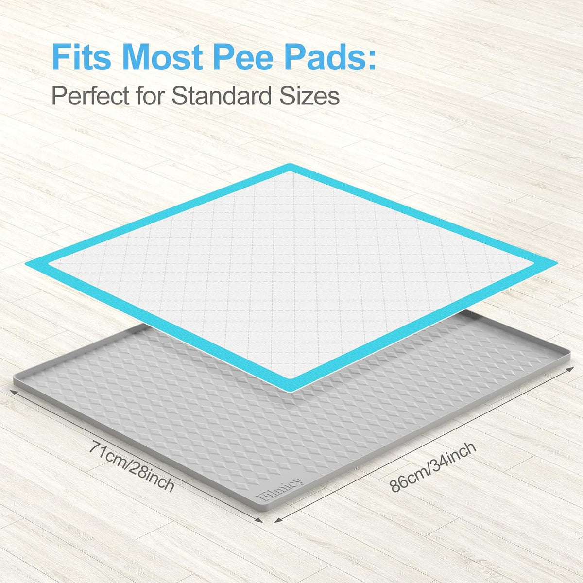 Pee Pad Holder for Dogs,Silicone Dog Puppy Pad Holder, 24 x 24 No Spill Raised Lip High Edge,Portable, Leak-Proof Mat Holder for Dog Training Pads,Square Potty Trays for Home Floor Protection