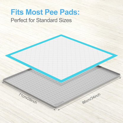 Pee Pad Holder for Dogs,Silicone Dog Puppy Pad Holder, 24 x 24 No Spill Raised Lip High Edge,Portable, Leak-Proof Mat Holder for Dog Training Pads,Square Potty Trays for Home Floor Protection