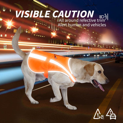 Reflective Dog Vest for Medium Large Breeds, High Visibility Dog Safety Vest with Removable Bell Keep Safe from Hunting, Training & Cars Accidents