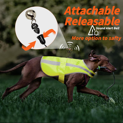 Reflective Dog Vest for Medium Large Breeds, High Visibility Dog Safety Vest with Removable Bell Keep Safe from Hunting, Training & Cars Accidents