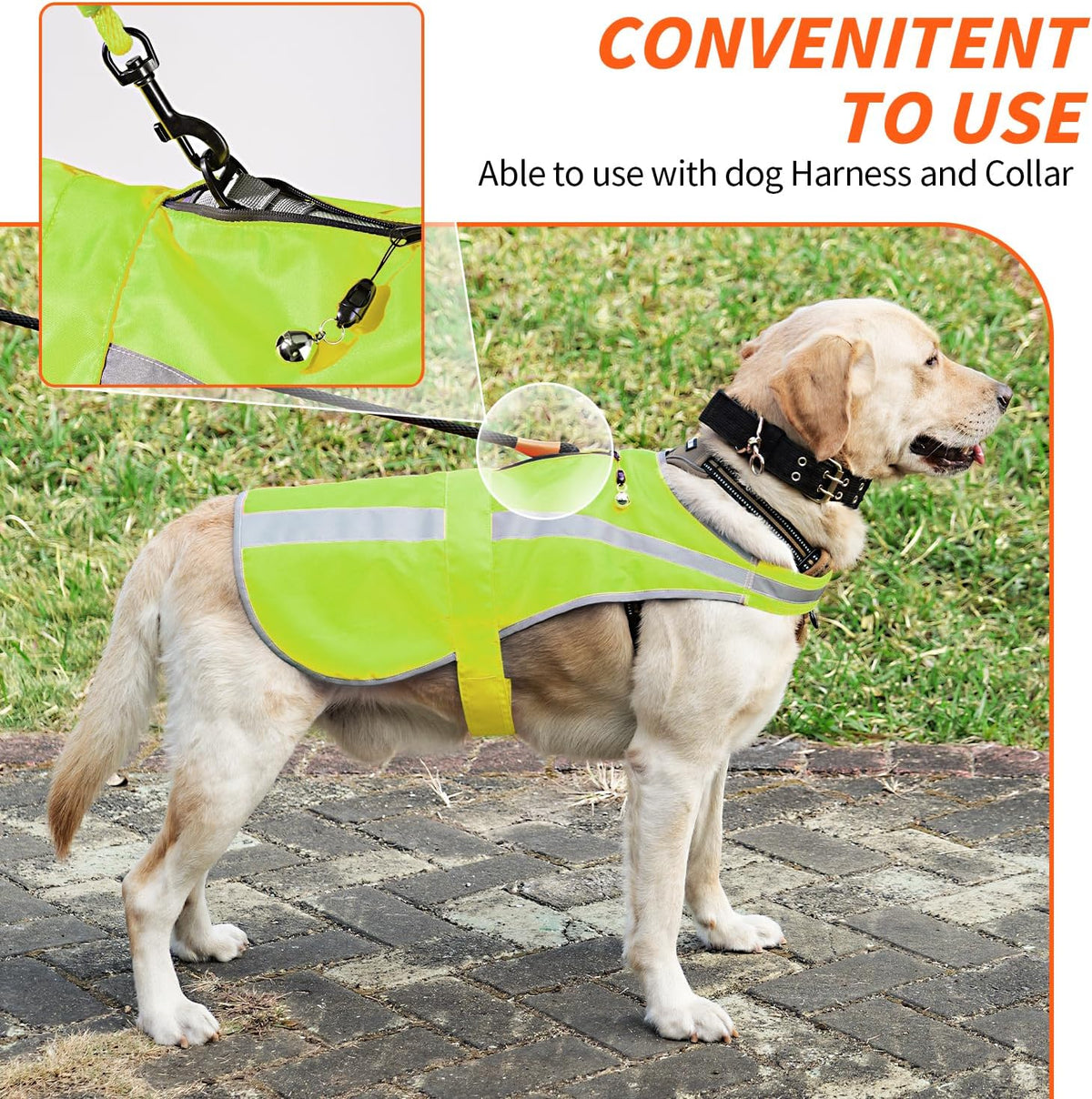 Reflective Dog Vest for Medium Large Breeds, High Visibility Dog Safety Vest with Removable Bell Keep Safe from Hunting, Training & Cars Accidents