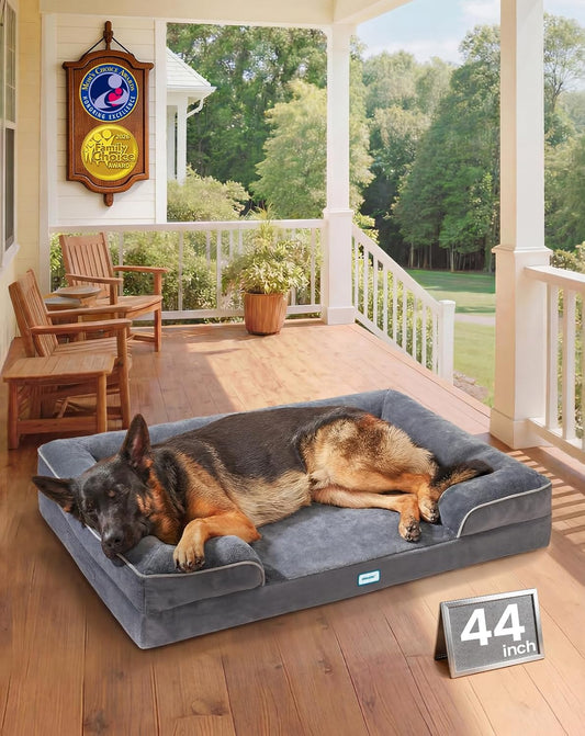 Orthopedic Extra Large Dog Bed Couch, Memory Foam, 44-inch (Gray)
