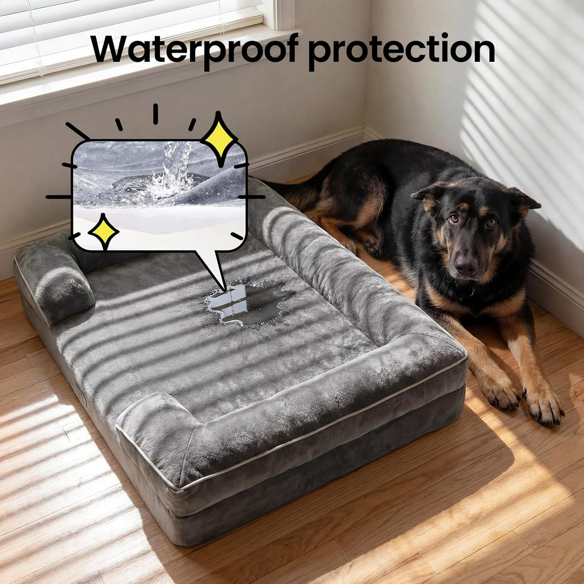 Orthopedic Extra Large Dog Bed Couch, Memory Foam, 44-inch (Gray)