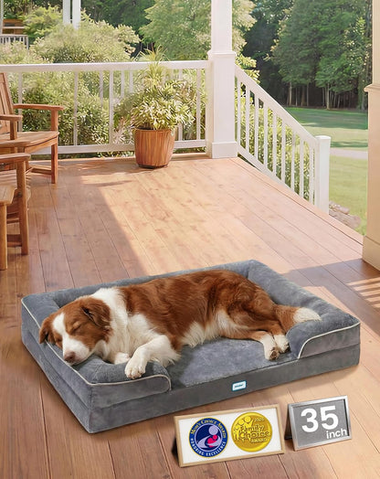 Orthopedic Extra Large Dog Bed Couch, Memory Foam, 44-inch (Gray)