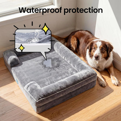 Orthopedic Extra Large Dog Bed Couch, Memory Foam, 44-inch (Gray)