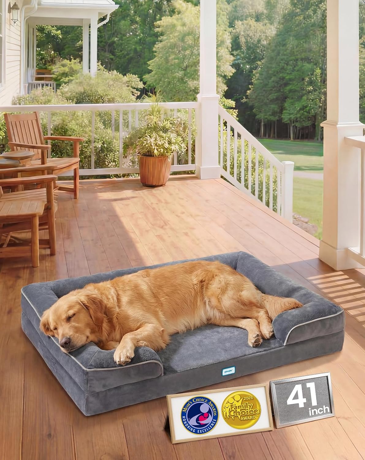 Orthopedic Extra Large Dog Bed Couch, Memory Foam, 44-inch (Gray)
