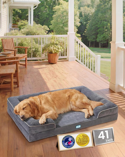 Orthopedic Extra Large Dog Bed Couch, Memory Foam, 44-inch (Gray)