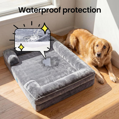 Orthopedic Extra Large Dog Bed Couch, Memory Foam, 44-inch (Gray)