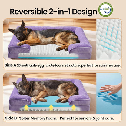 Orthopedic Extra Large Dog Bed Couch, Memory Foam, 44-inch (Gray)