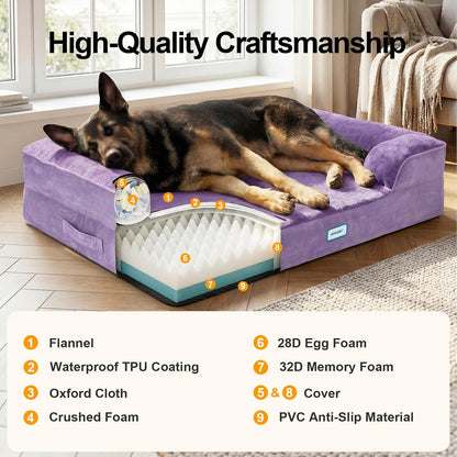 Orthopedic Extra Large Dog Bed Couch, Memory Foam, 44-inch (Gray)