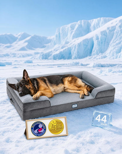 Orthopedic Extra Large Dog Bed Couch, Memory Foam, 44-inch (Gray)