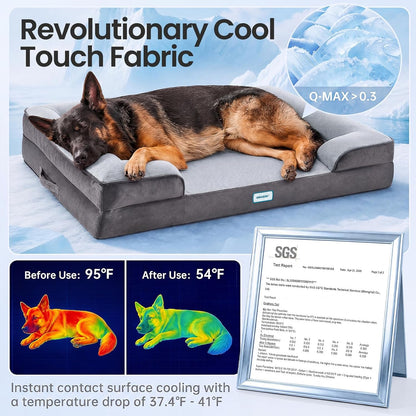 Orthopedic Extra Large Dog Bed Couch, Memory Foam, 44-inch (Gray)