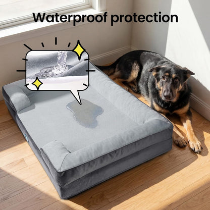 Orthopedic Extra Large Dog Bed Couch, Memory Foam, 44-inch (Gray)