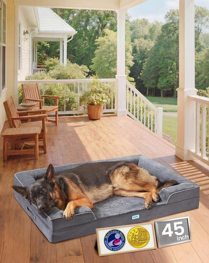 Orthopedic Extra Large Dog Bed Couch, Memory Foam, 44-inch (Gray)
