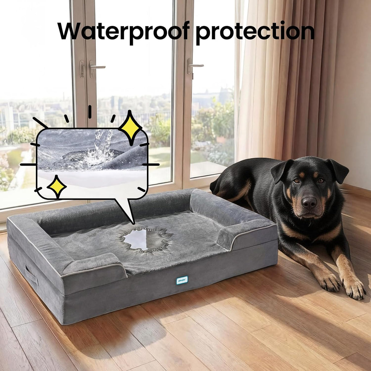 Orthopedic Extra Large Dog Bed Couch, Memory Foam, 44-inch (Gray)