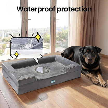 Orthopedic Extra Large Dog Bed Couch, Memory Foam, 44-inch (Gray)