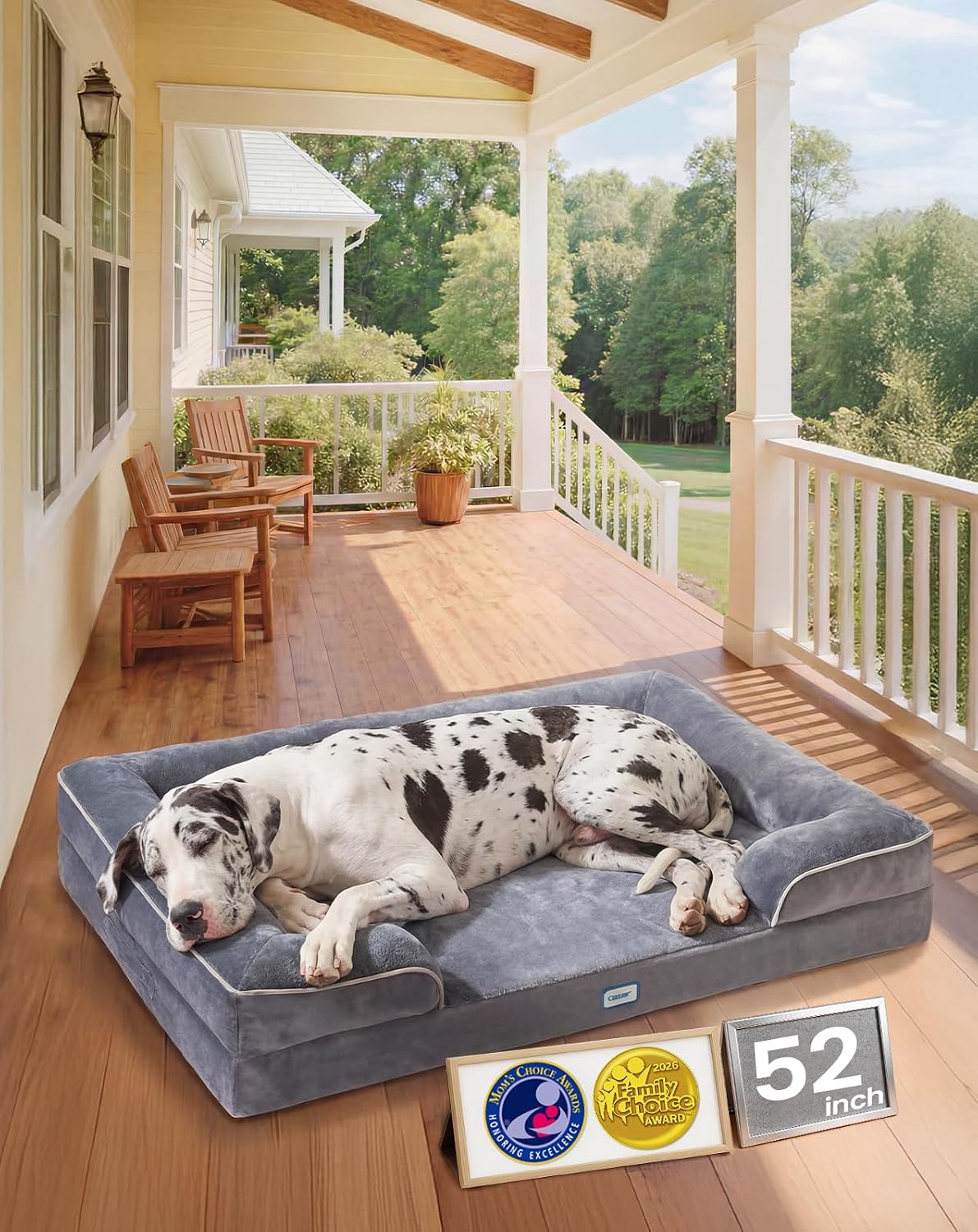 Orthopedic Extra Large Dog Bed Couch, Memory Foam, 44-inch (Gray)