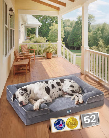 Orthopedic Extra Large Dog Bed Couch, Memory Foam, 44-inch (Gray)