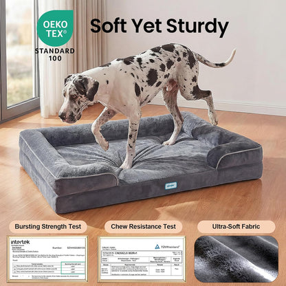 Orthopedic Extra Large Dog Bed Couch, Memory Foam, 44-inch (Gray)