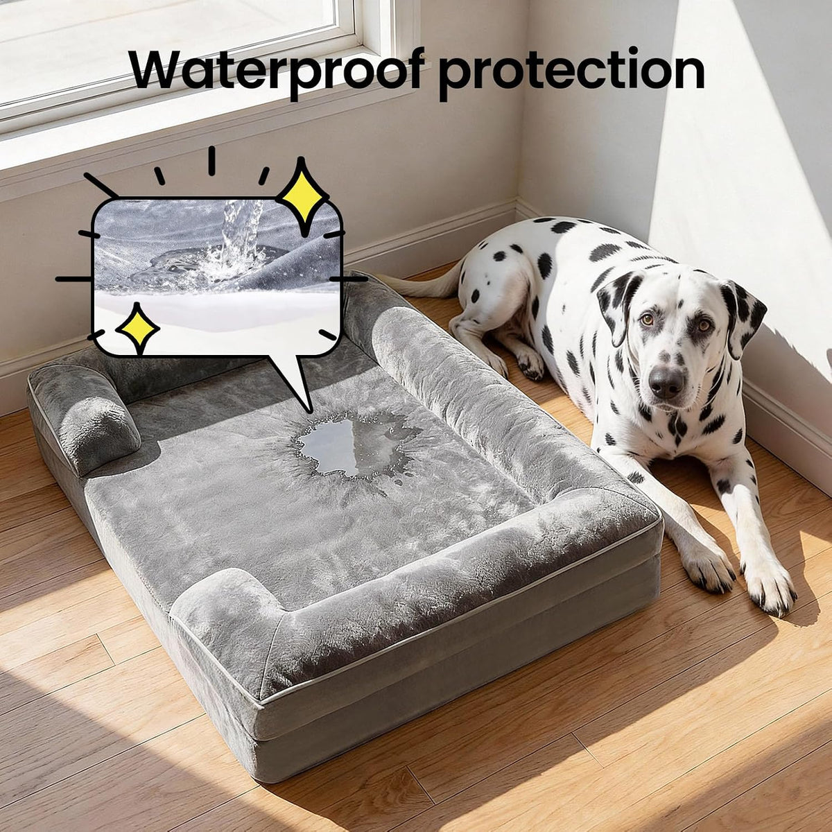 Orthopedic Extra Large Dog Bed Couch, Memory Foam, 44-inch (Gray)