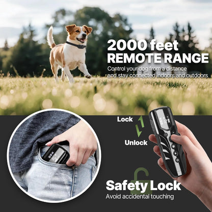 Lightest No Shock Dog Training Collar with 2000ft Remote,Tiniest Vibrating Dog Collar,Vibration Collar for Small Dogs 5-15lbs & Medium Large Dogs, Safe Lock, Beep, Vibrate, No Prongs, Waterproof,Pink