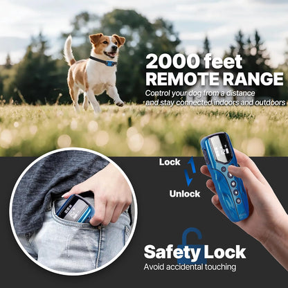 Lightest No Shock Dog Training Collar with 2000ft Remote,Tiniest Vibrating Dog Collar,Vibration Collar for Small Dogs 5-15lbs & Medium Large Dogs, Safe Lock, Beep, Vibrate, No Prongs, Waterproof,Pink