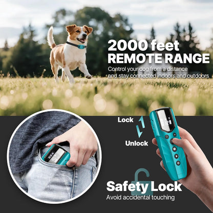 Lightest No Shock Dog Training Collar with 2000ft Remote,Tiniest Vibrating Dog Collar,Vibration Collar for Small Dogs 5-15lbs & Medium Large Dogs, Safe Lock, Beep, Vibrate, No Prongs, Waterproof,Pink