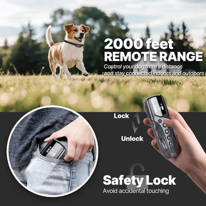 Lightest No Shock Dog Training Collar with 2000ft Remote,Tiniest Vibrating Dog Collar,Vibration Collar for Small Dogs 5-15lbs & Medium Large Dogs, Safe Lock, Beep, Vibrate, No Prongs, Waterproof,Pink
