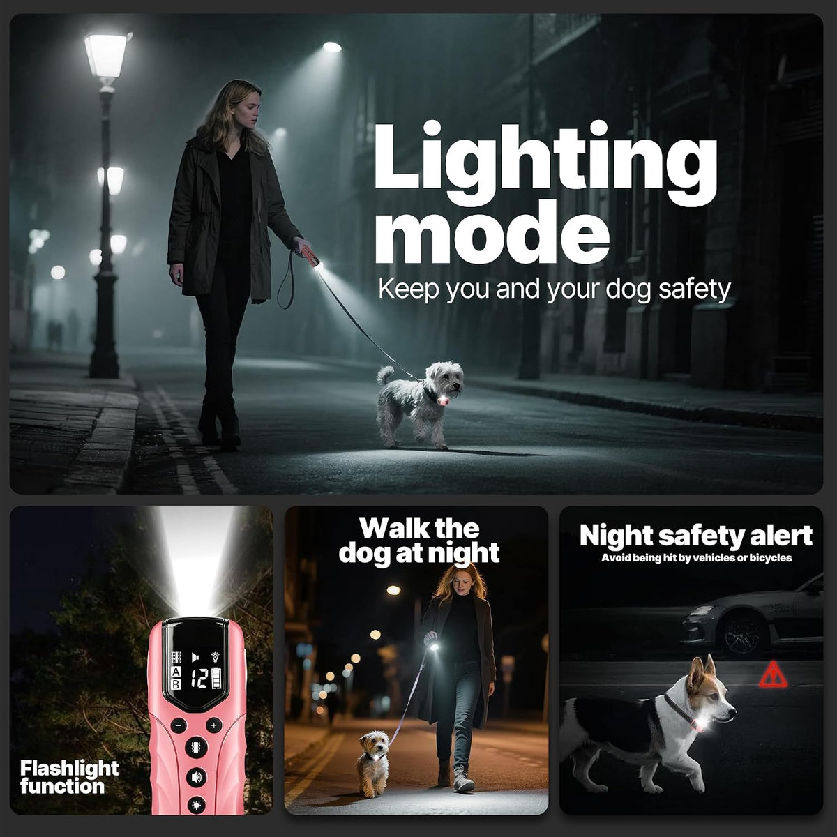 Lightest No Shock Dog Training Collar with 2000ft Remote,Tiniest Vibrating Dog Collar,Vibration Collar for Small Dogs 5-15lbs & Medium Large Dogs, Safe Lock, Beep, Vibrate, No Prongs, Waterproof,Pink