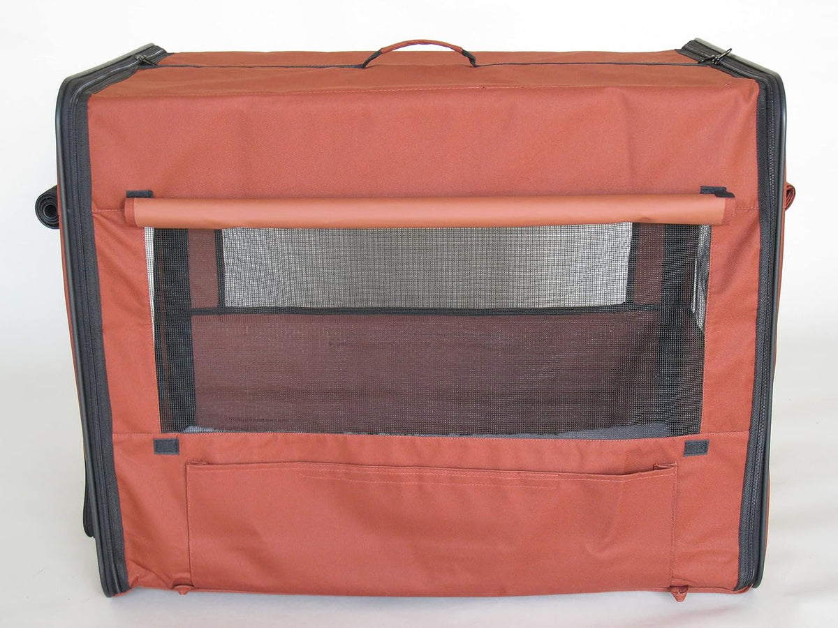 32" Soft Collapsible Dog Crate, Portable Pet Carrier, Thick Padded Pet Travel Crate for Indoor & Outdoor, Foldable Kennel Cage with Durable Mesh Windows, Brown